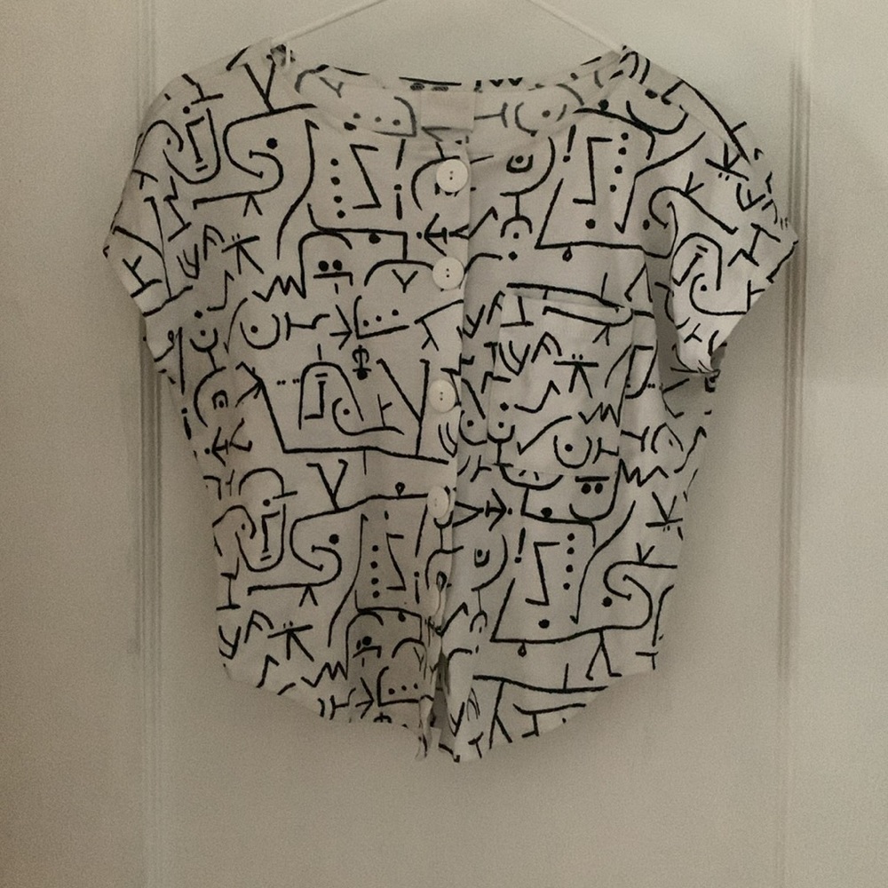 Vintage white crop shirt size S